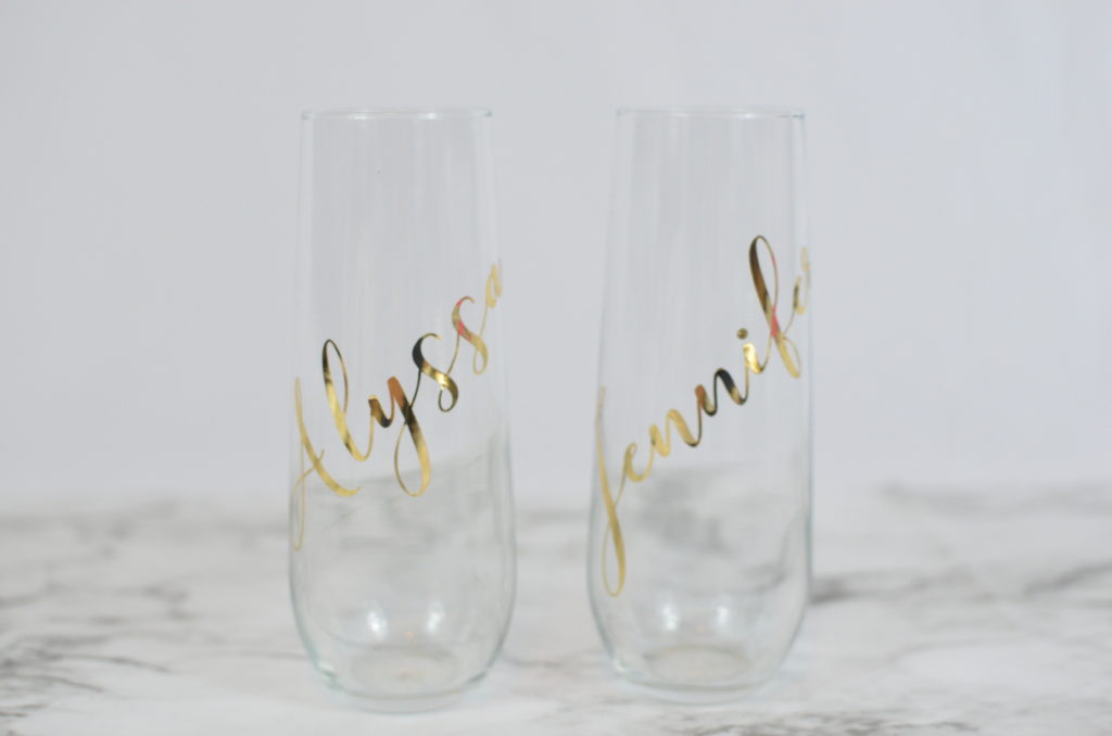 Stemless Champagne Flutes Personalized with Script Name – Aloha