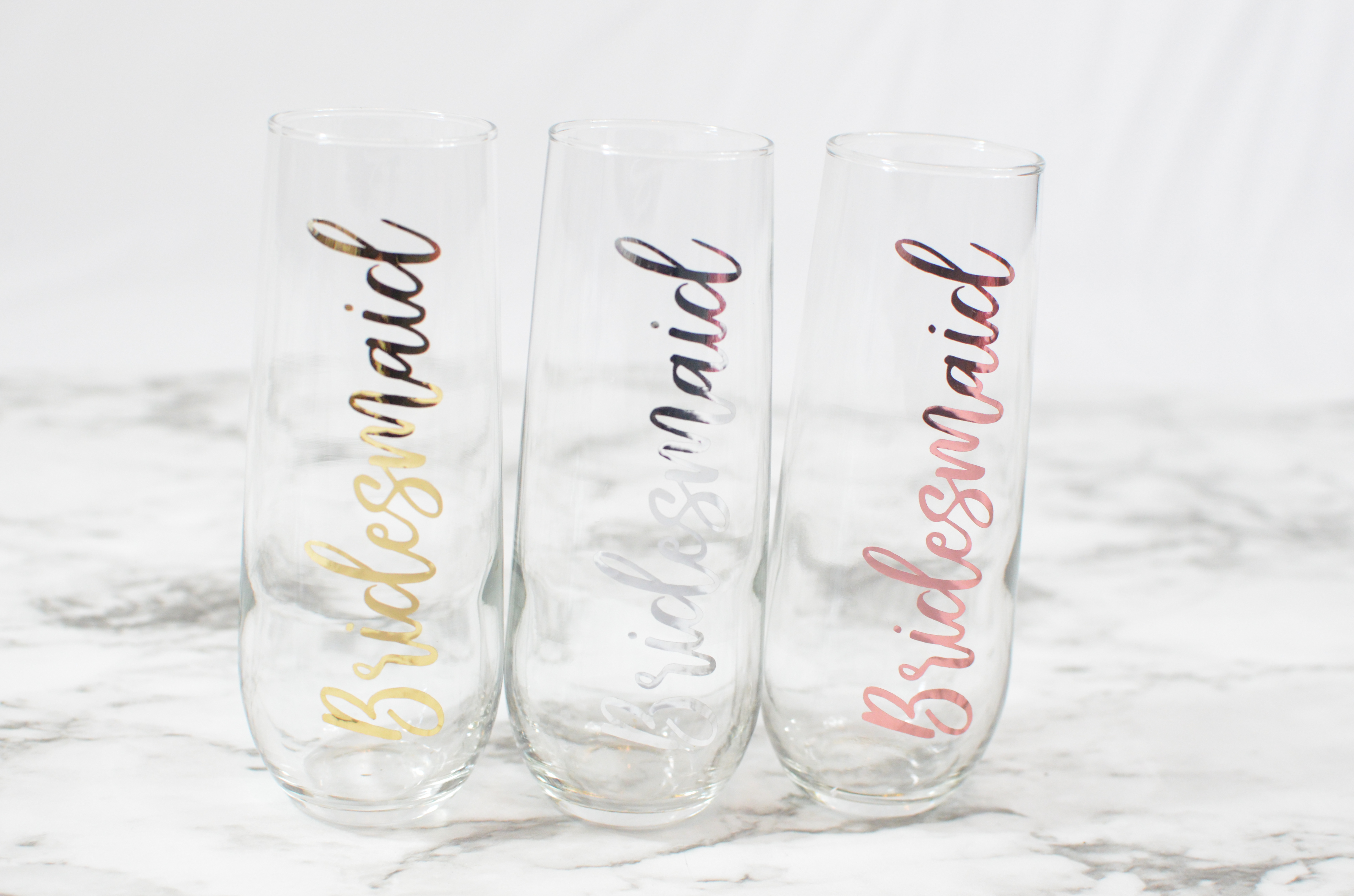 Stemless Champagne Flute with Name & Title - Personalized Brides